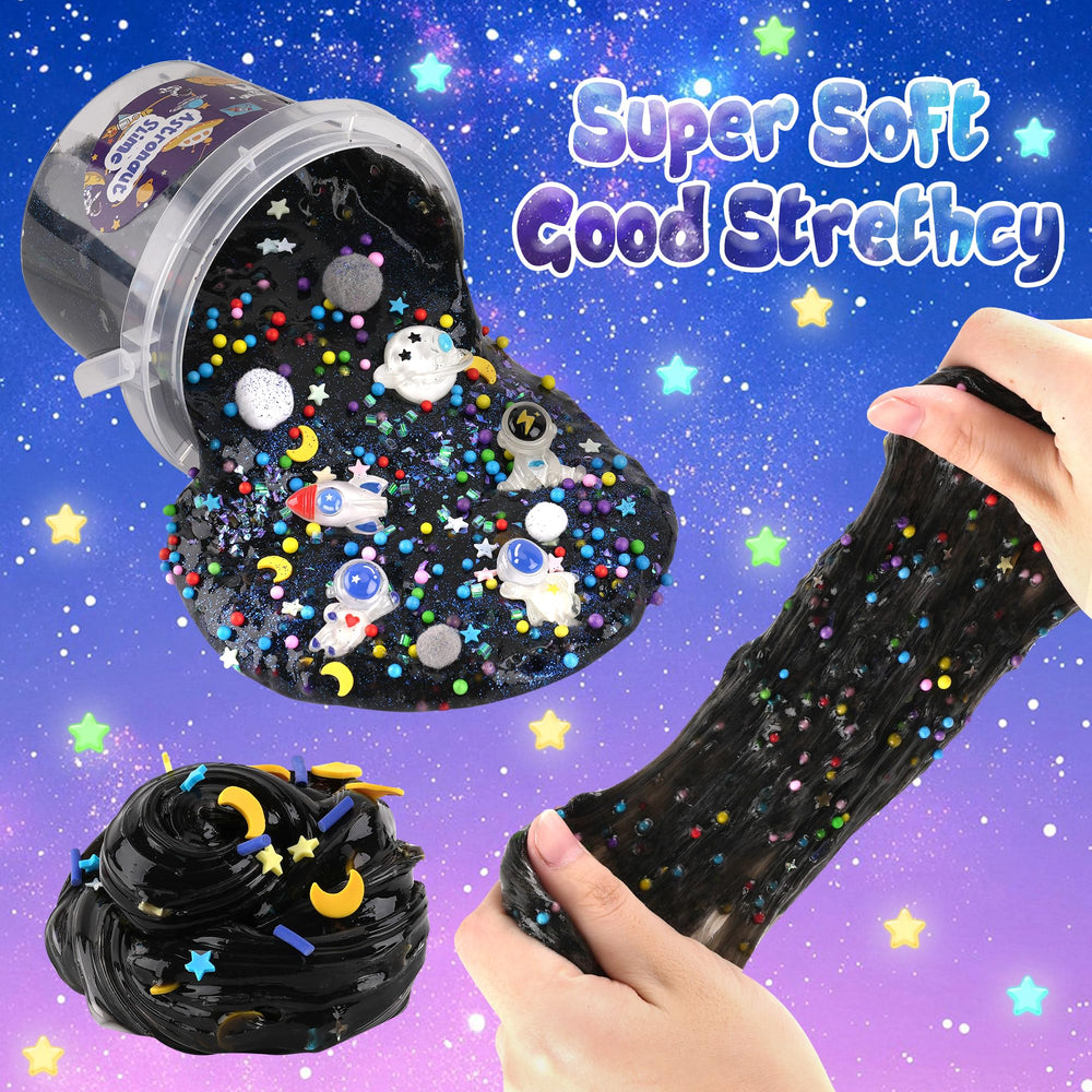 Okaybee Kids-friendly black slime designed for safe, tactile fun with supervision
