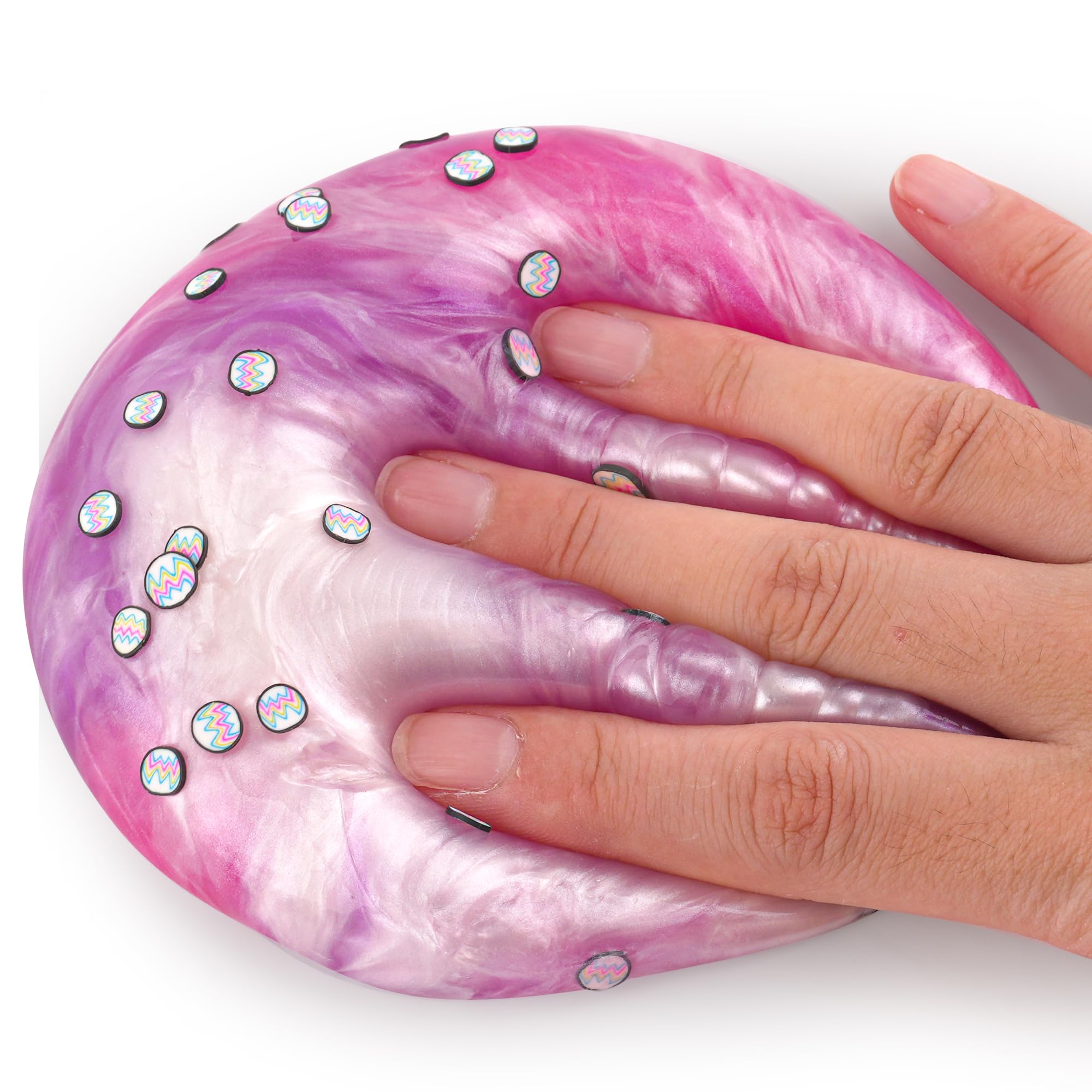 Okaybee party favor slime bag demonstrates a bright, shareable activity.