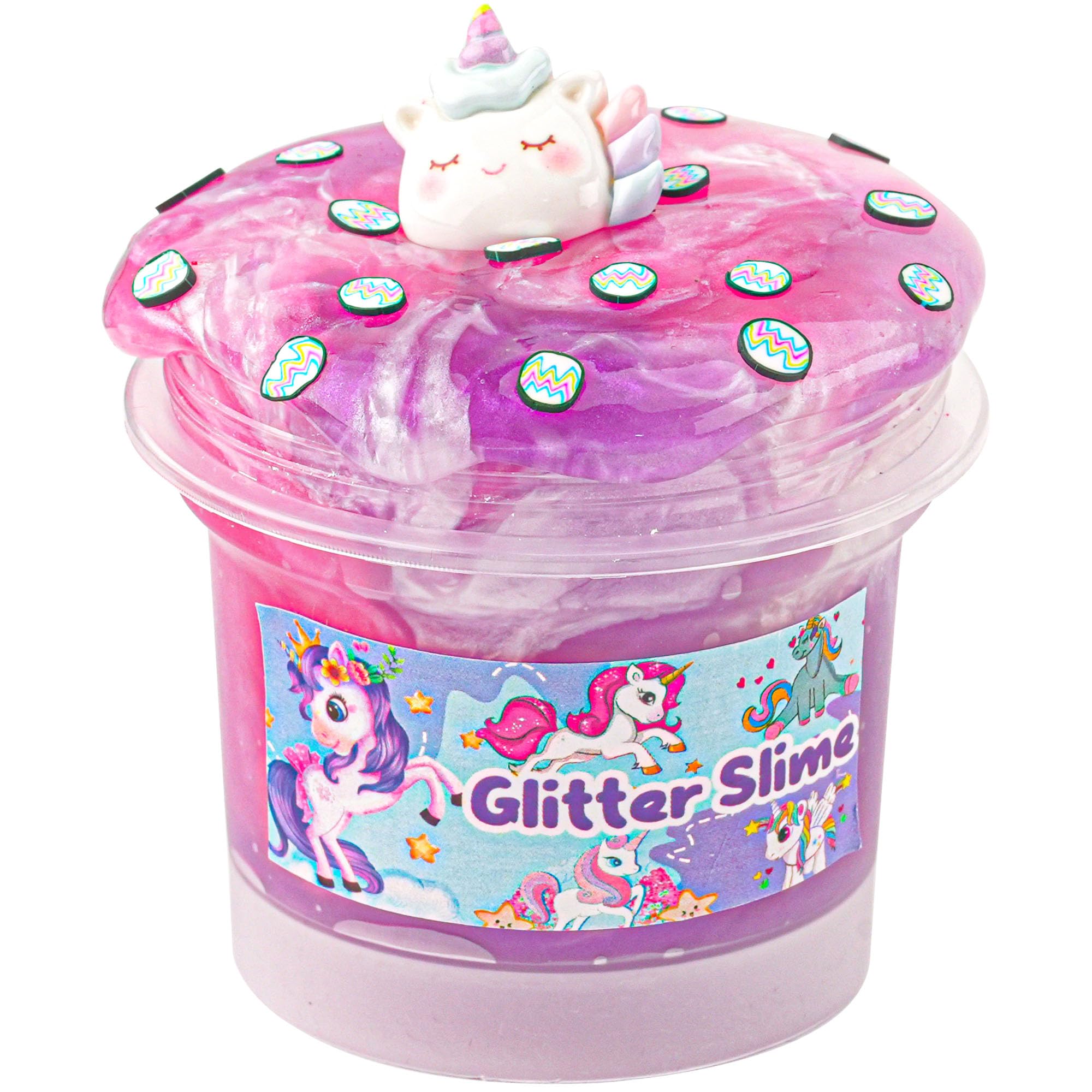 Okaybee pink and purple glitter water slime in a jar promotes playful sensory exploration.