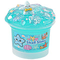 Okaybee Shell Blue Clear Slime in action, a soft, glossy texture for imaginative play.