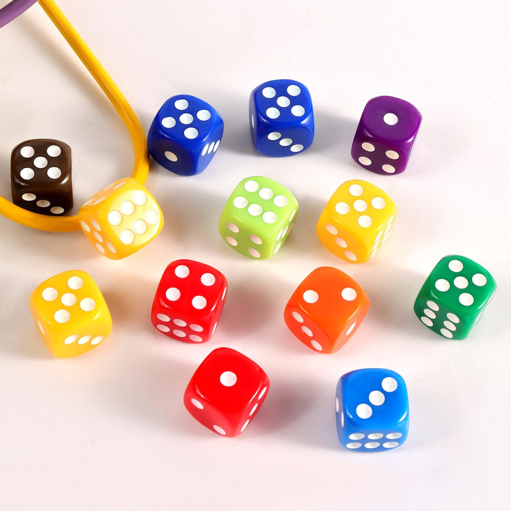 Okehlotos bulk pack of 50 colorful dice for group play.