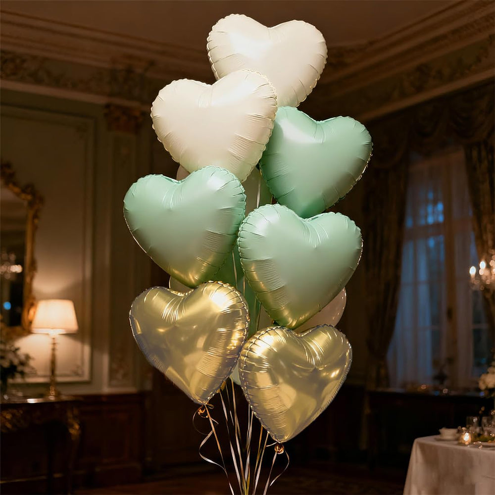 O-Kinee balloon set combines Sage Green, Gold, and Cream White for versatile decor