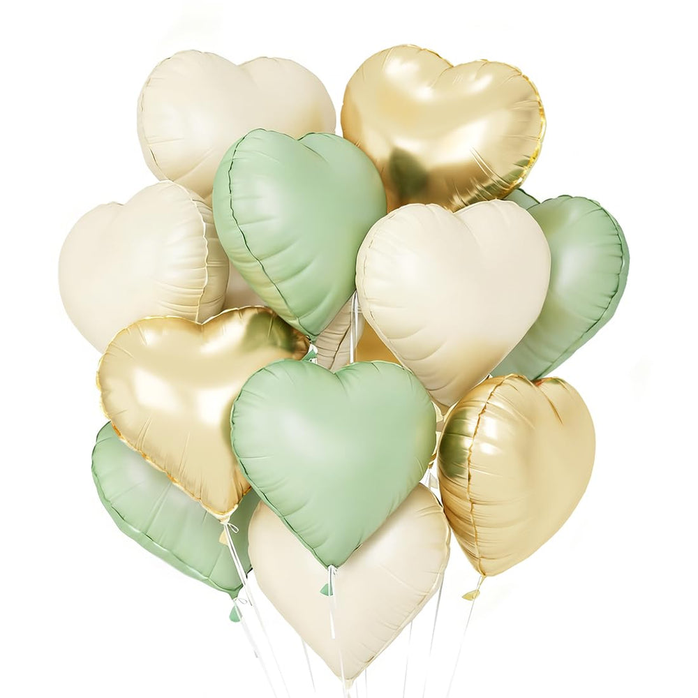 O-Kinee sage green heart balloons for elegant wedding or baby shower decor