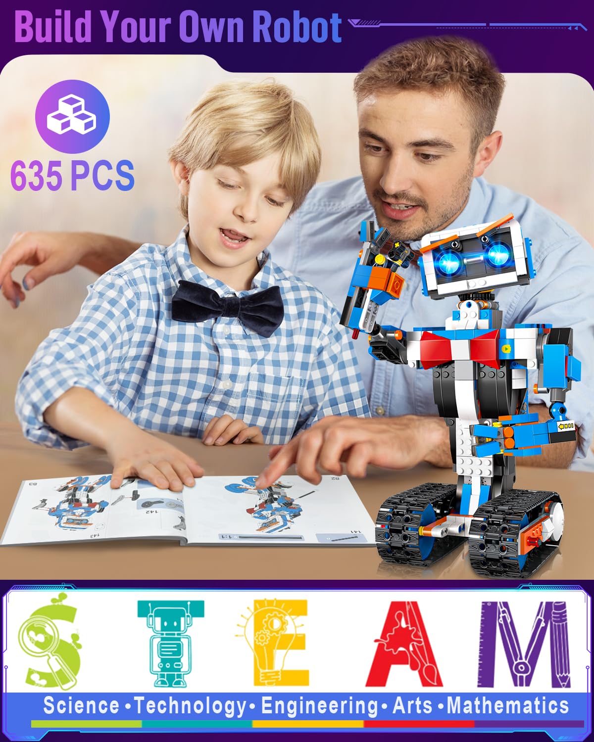 okk STEM Robot assembly steps guide easy setup and learning.