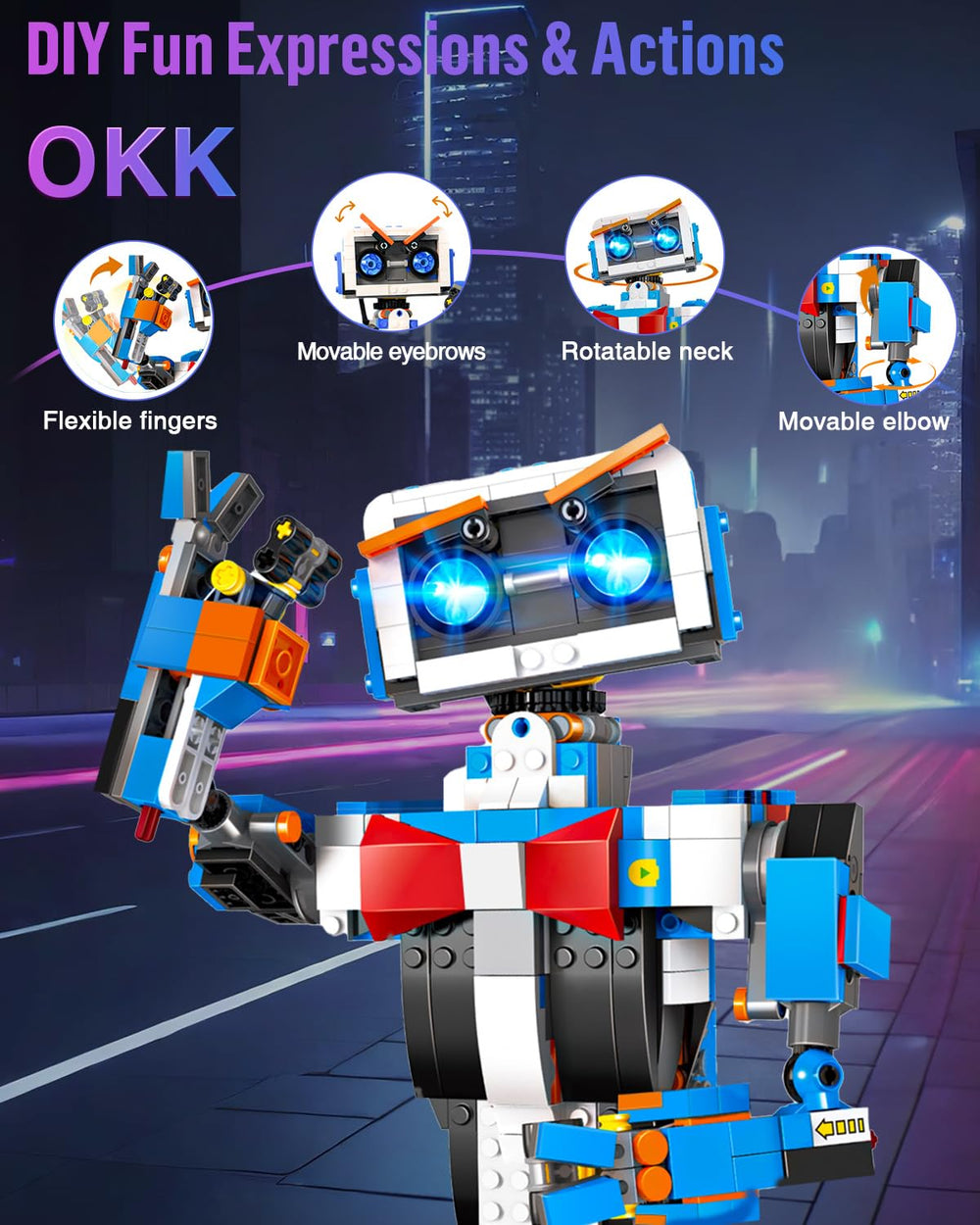 okk STEM Robot expressive-eyes add personality and creative design.