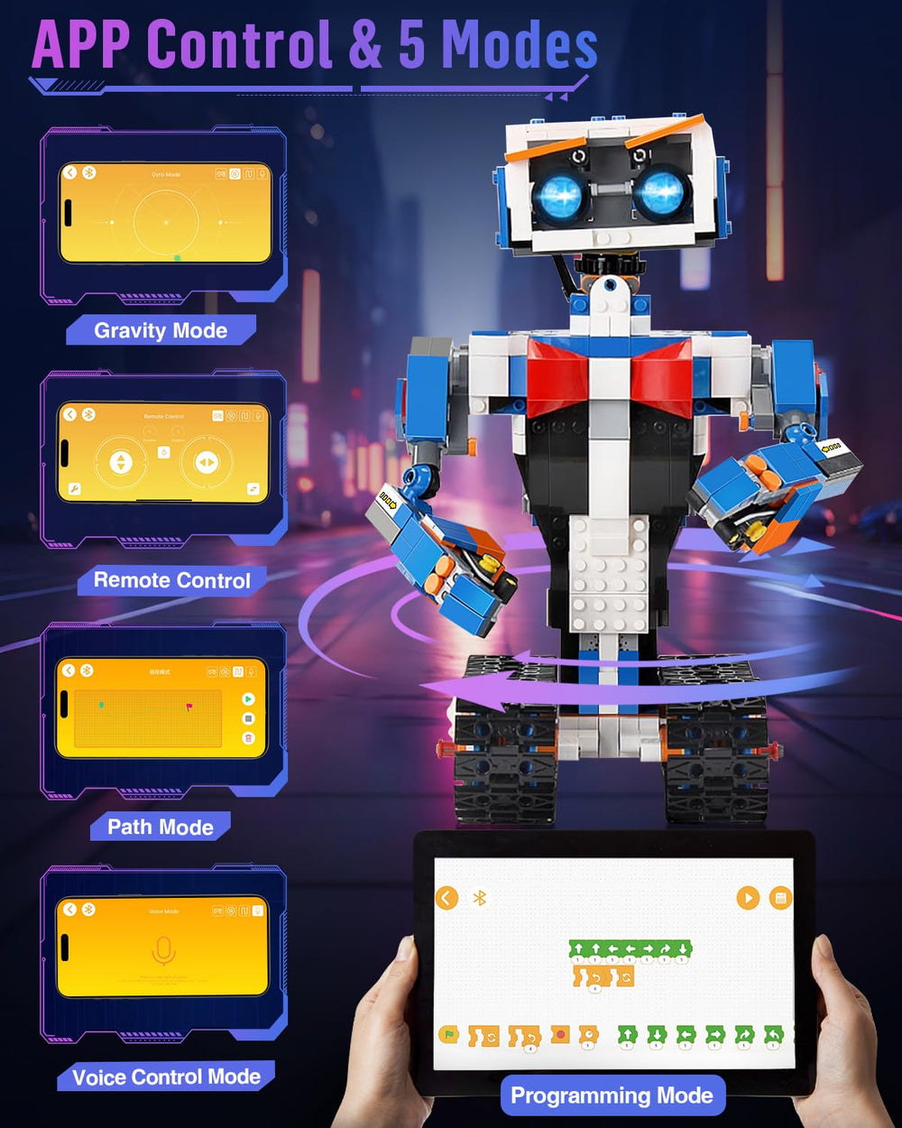 okk STEM Robot remote-control action enables full directional play.