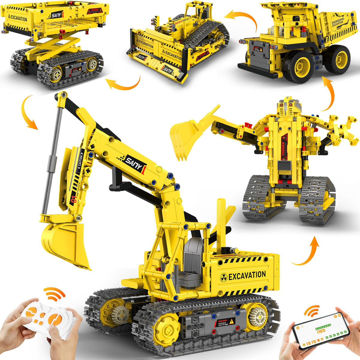 okk STEM robot toy showing 5-in-1 designs for creative play