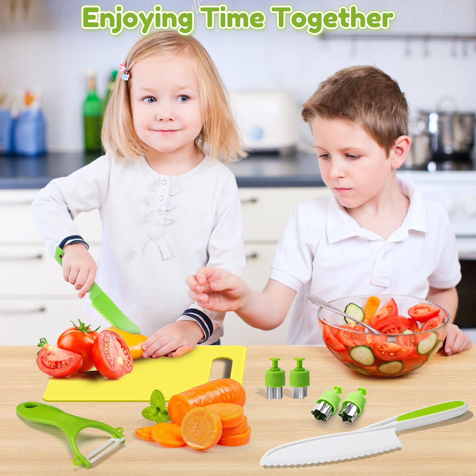 OLANRUN kids knife set ergonomic-handles provide easy grip for small hands