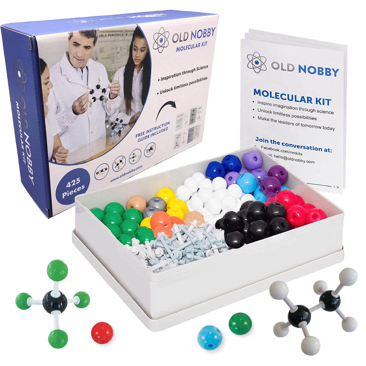 Old Nobby color-coded atoms clearly visualize bonding concepts for students.