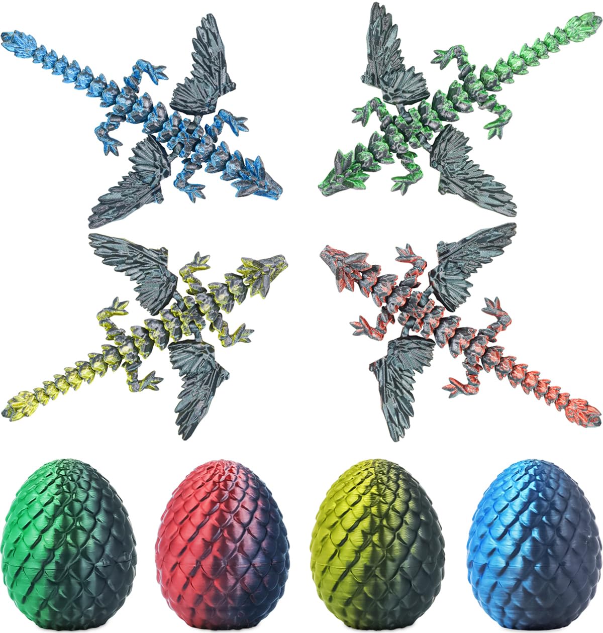 Olee Odee dragon eggs 4pc set with four mystery insides for play and collection
