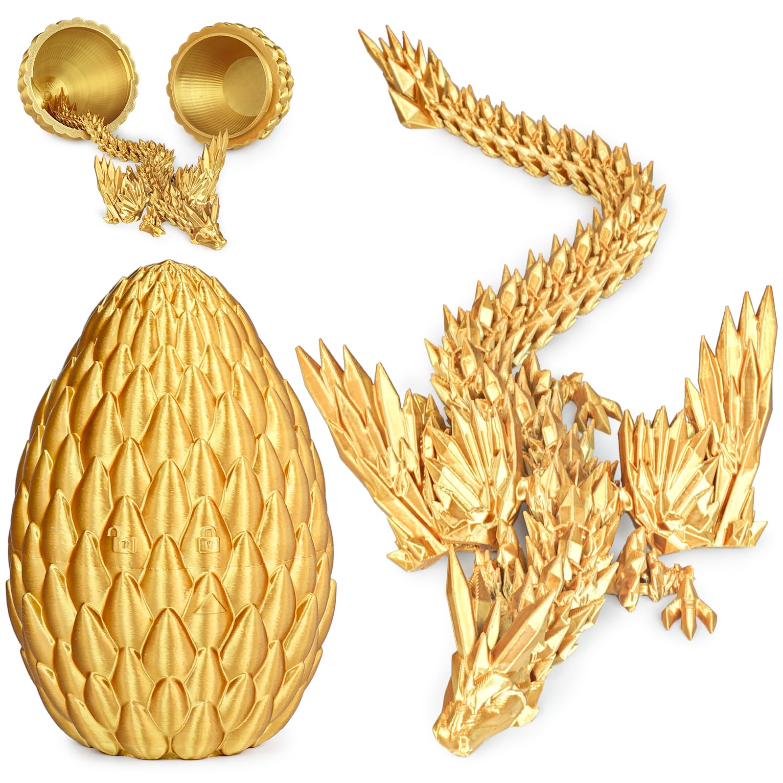 Olee Odee dragon egg gold, 5-8 inch, adds whimsical desktop decor.
