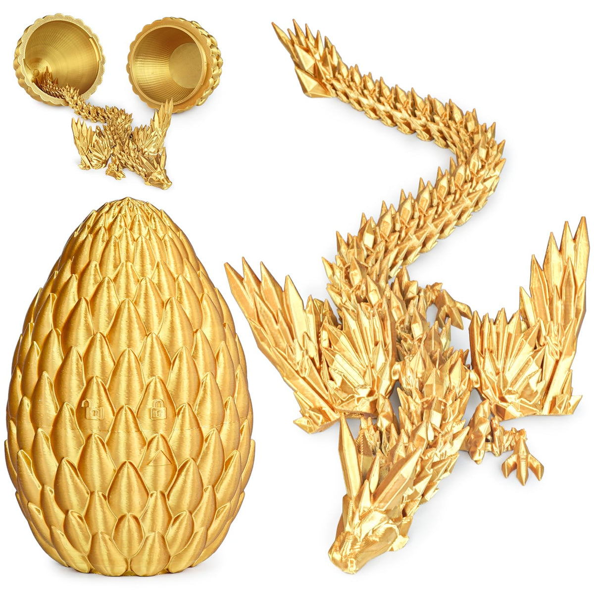 Olee Odee dragon egg gold, 5-8 inch, adds whimsical desktop decor.