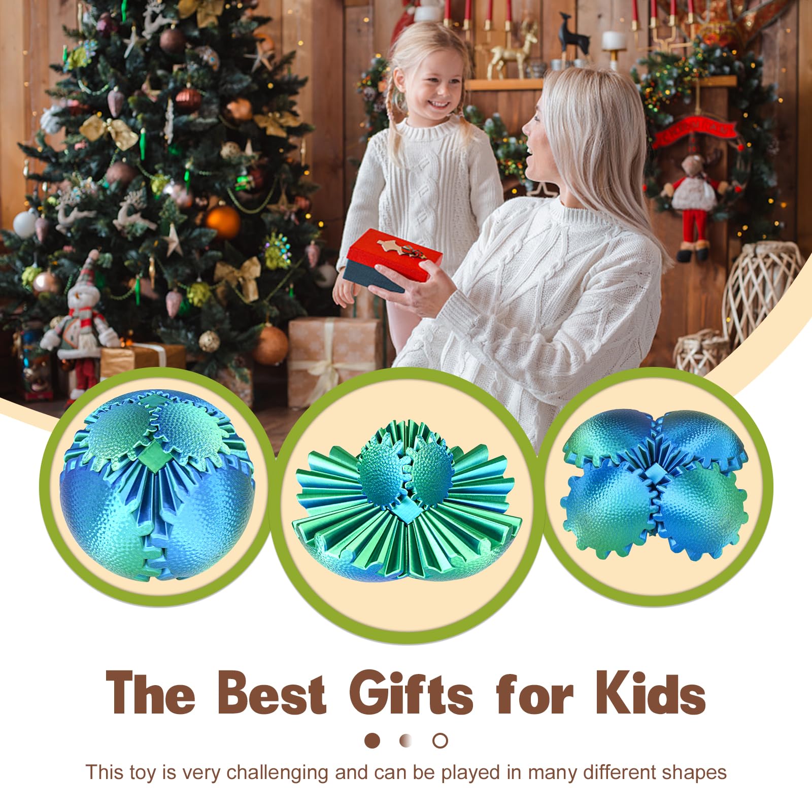 Olee Odee Gear Ball Sphere in Christmas green ideal for holiday gifting and stocking stuffers