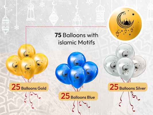 OLEEK ramadan gold pack balloons add warm glow to Eid celebrations.