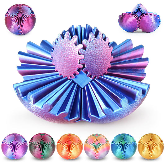 Olee Odee Gear Sphere in Ombre Purple, front view, textured grip for focused fidgeting.