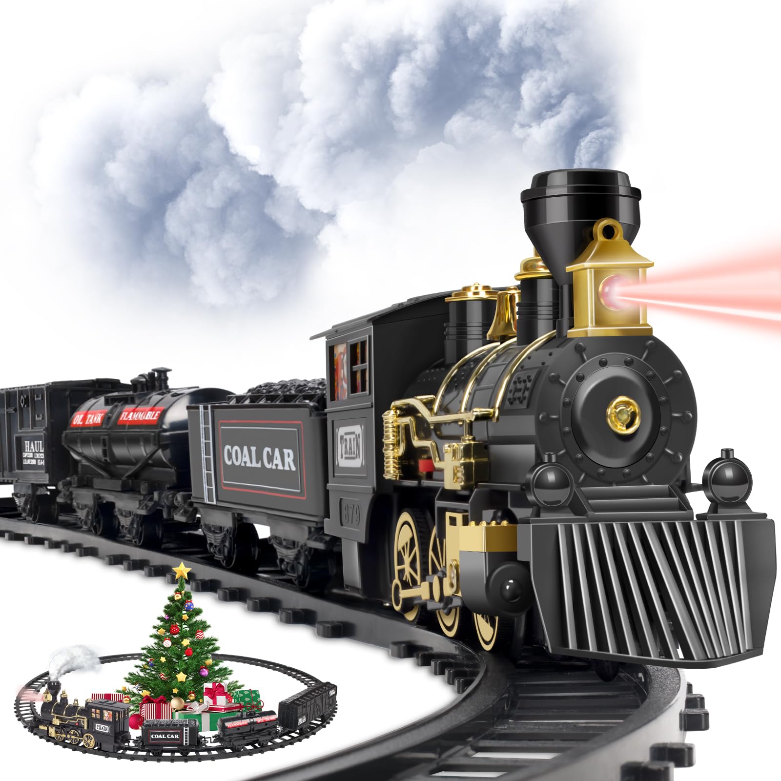 OleFun electric black train ready for imaginative playtime.