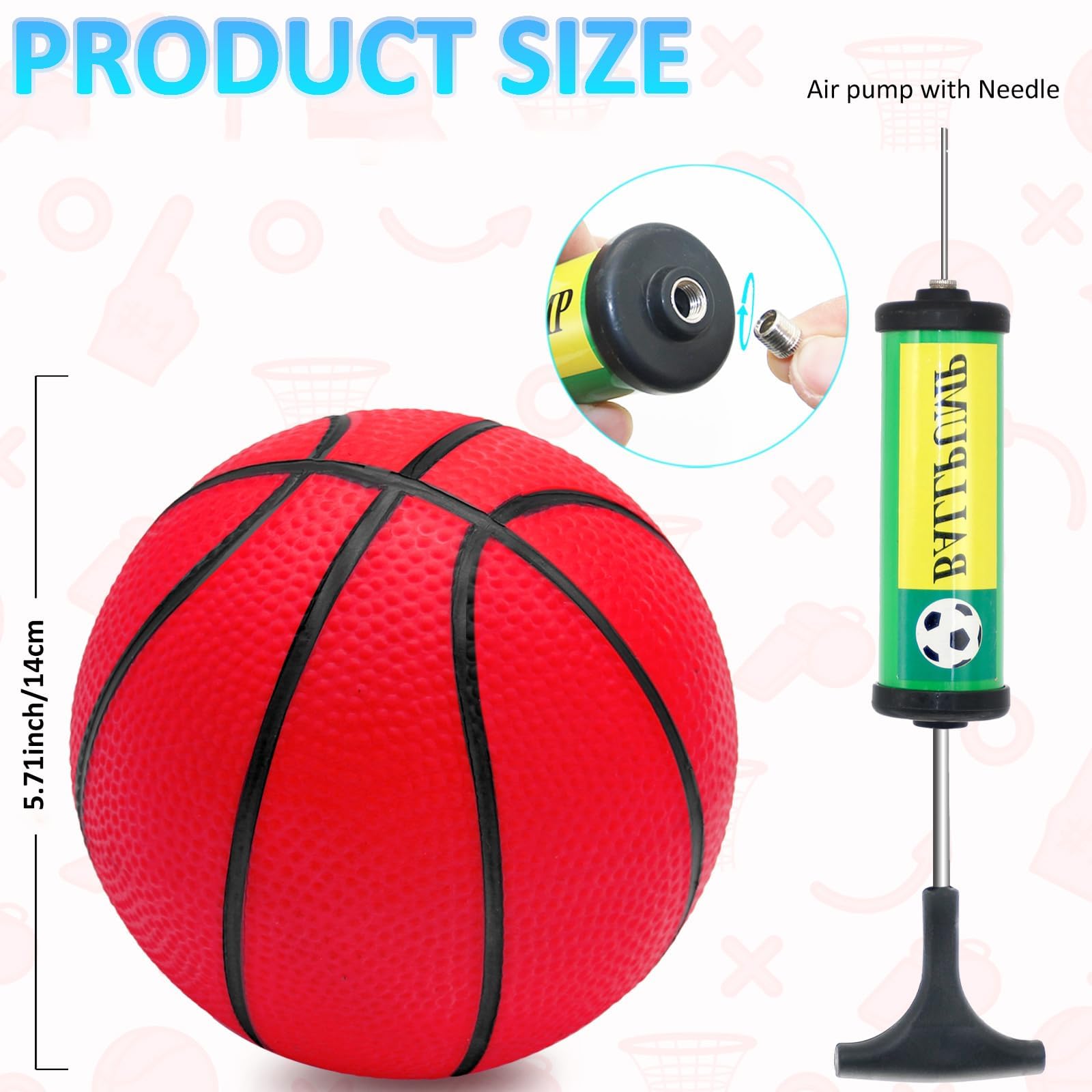 Oleitodh 5-inch mini basketball texture for better grip on shots