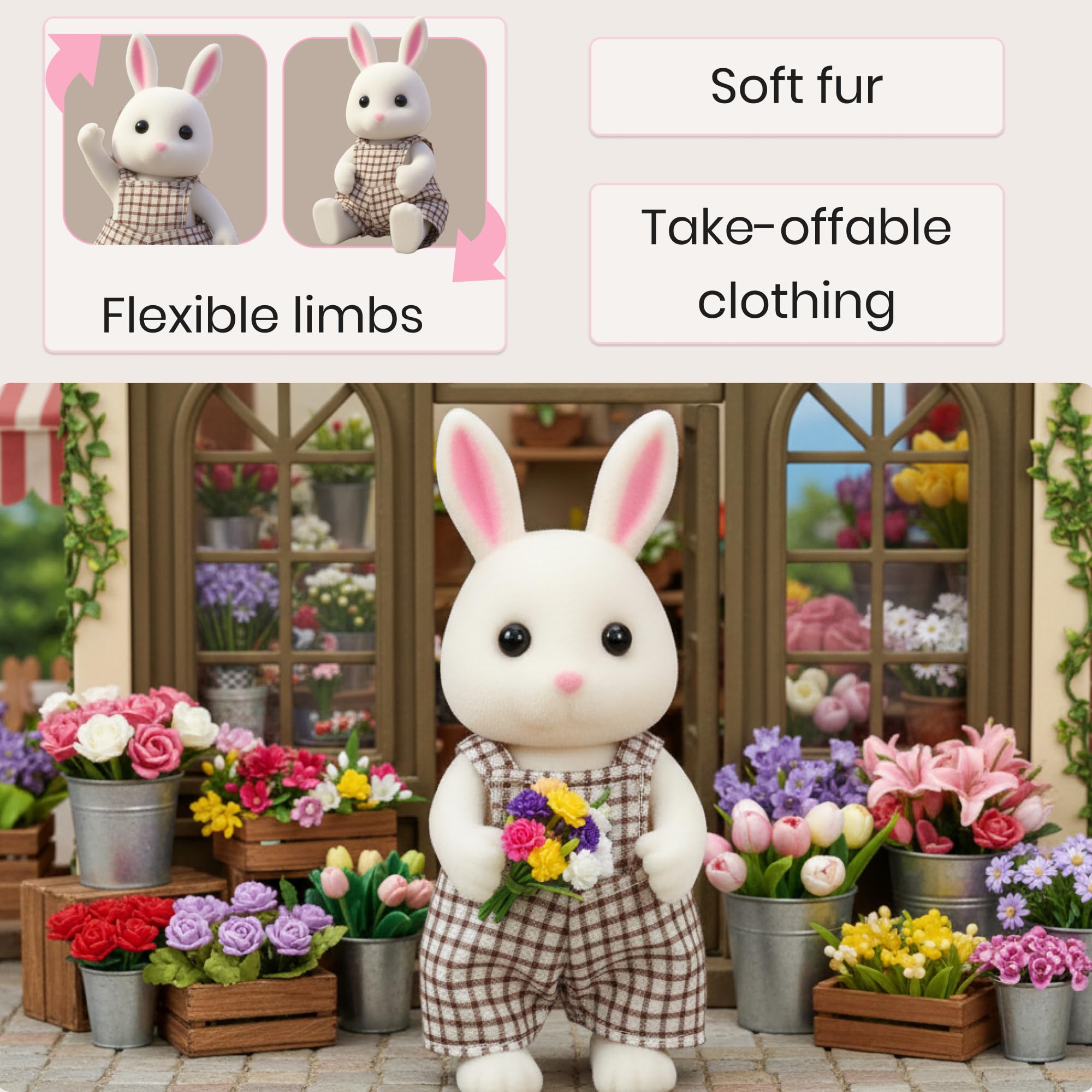 OLEOCA Cloverlane poseable limbs enable natural poses for open-ended play.