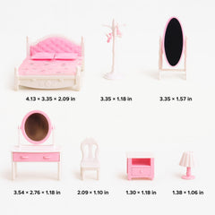 OLEOCA dollhouse floor mirror reflecting the bedtime routine