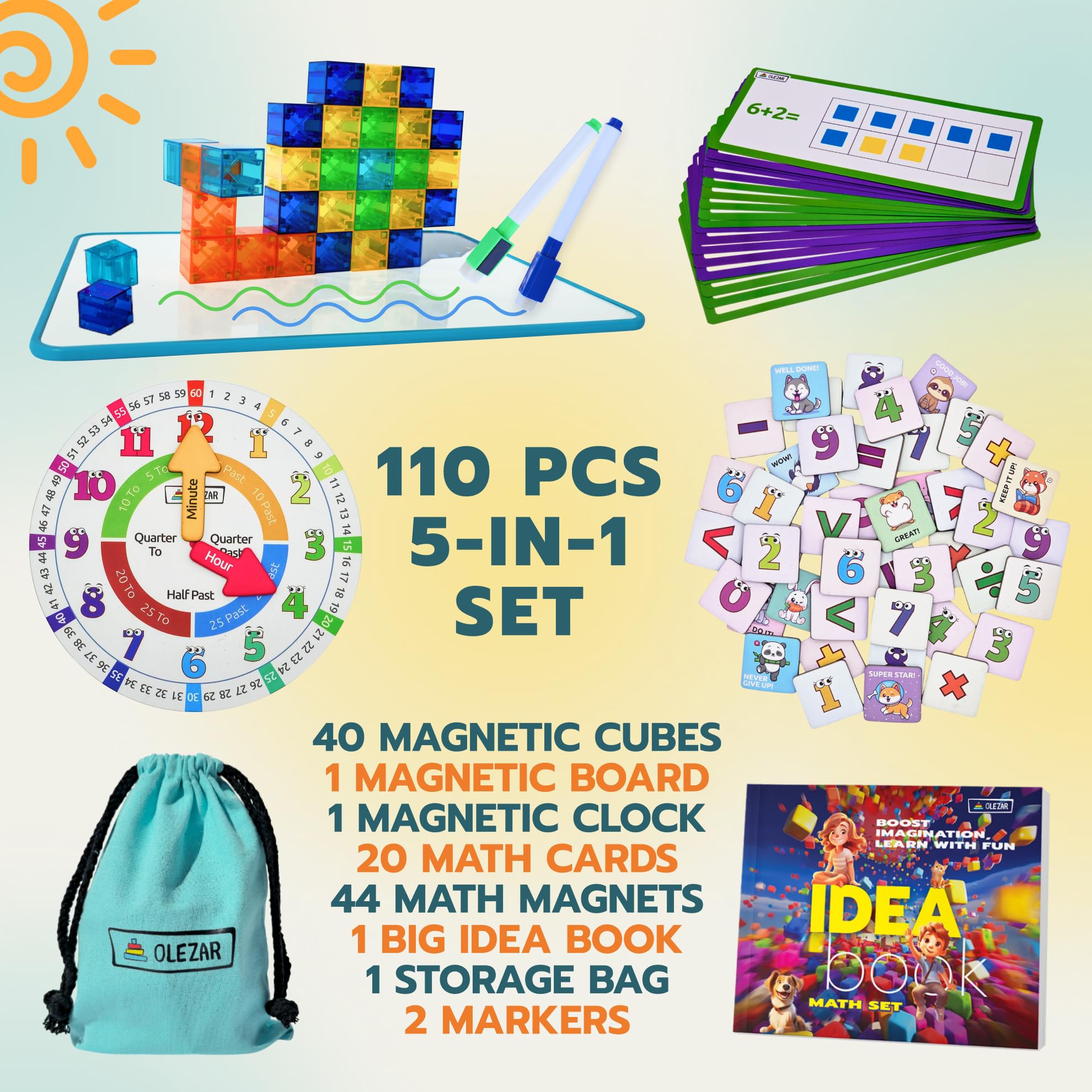 OLEZAR number magnets support basic addition and subtraction practice