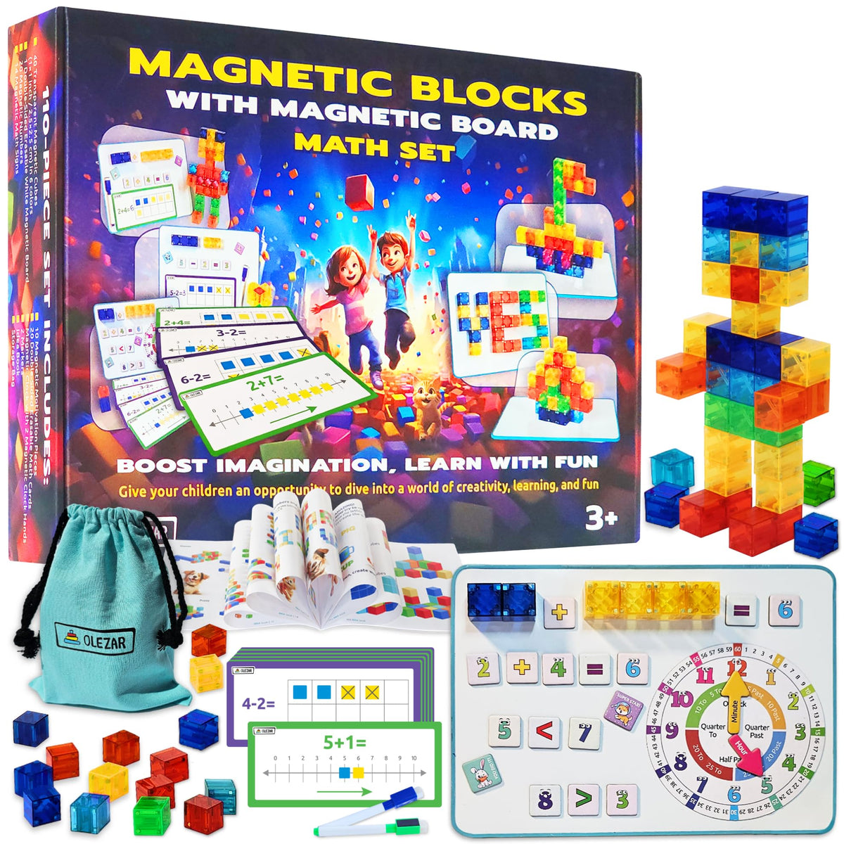 OLEZAR transparent blocks for hands-on math play and construction