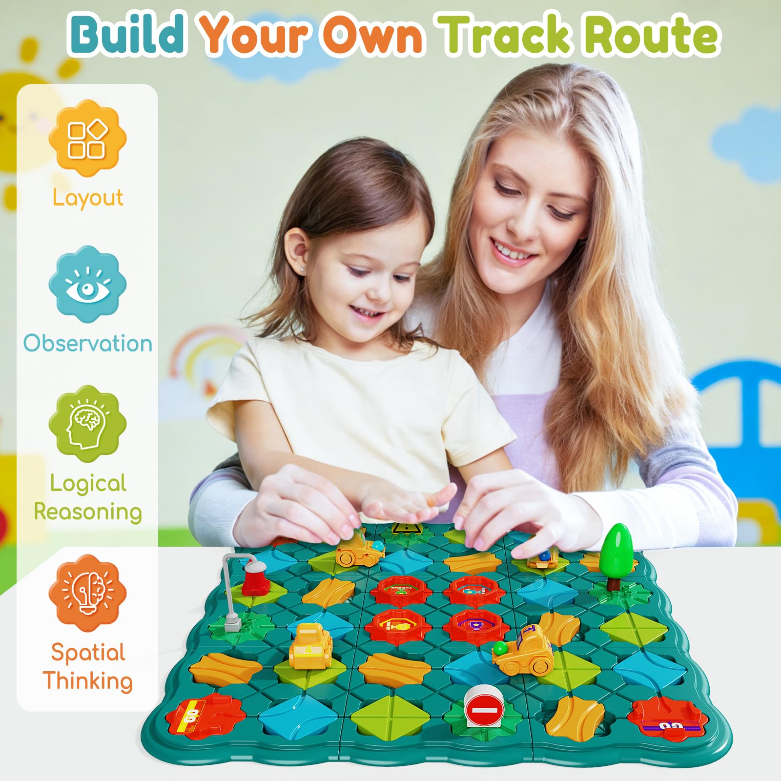 Olfrid STEM Board Game wind-up car illustrating cause-and-effect during play.