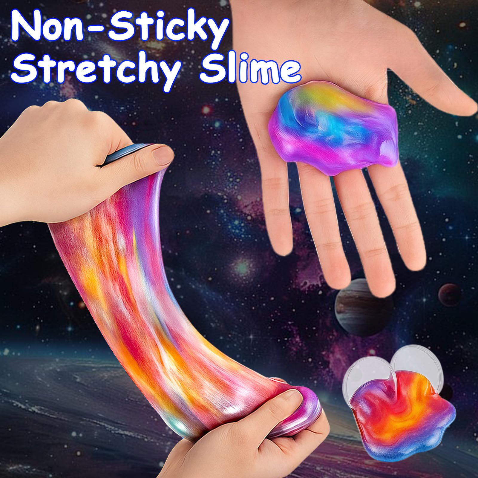 Olixmlya Galaxy Slime Ball close-up with glitter and sparkle