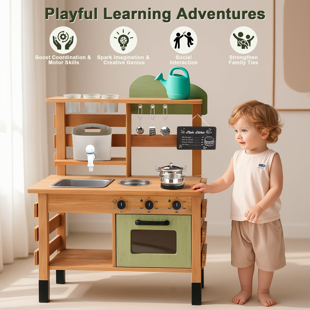 OLLIKIVI wooden kitchen stove and oven surface for pretend meals