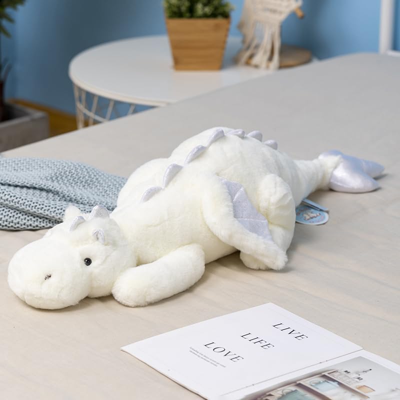 Ololele little weighted dragon plush shows 27.6-inch size for comforting hugs