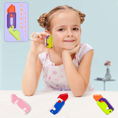 OLRMA 3D fidget knife toy angle1 showcases safe, pocket-friendly entertainment.