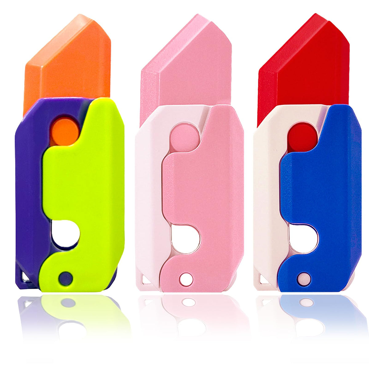 OLRMA radish knife toy pink-white angle1 offers tactile stimulation for focus.