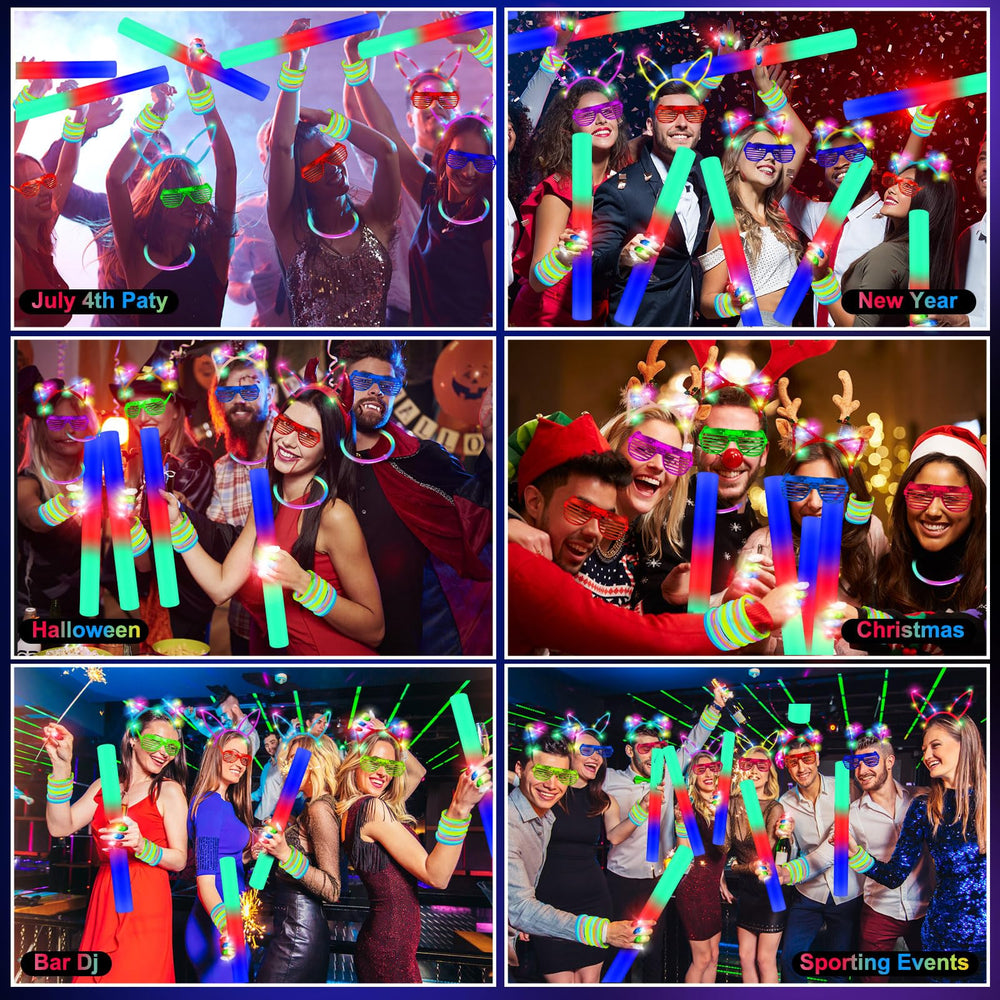 OLUPP foam glow sticks 18pcs for flexible wearable lighting