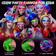 OLUPP LED glasses in green showcase three light modes for customizable party lighting.