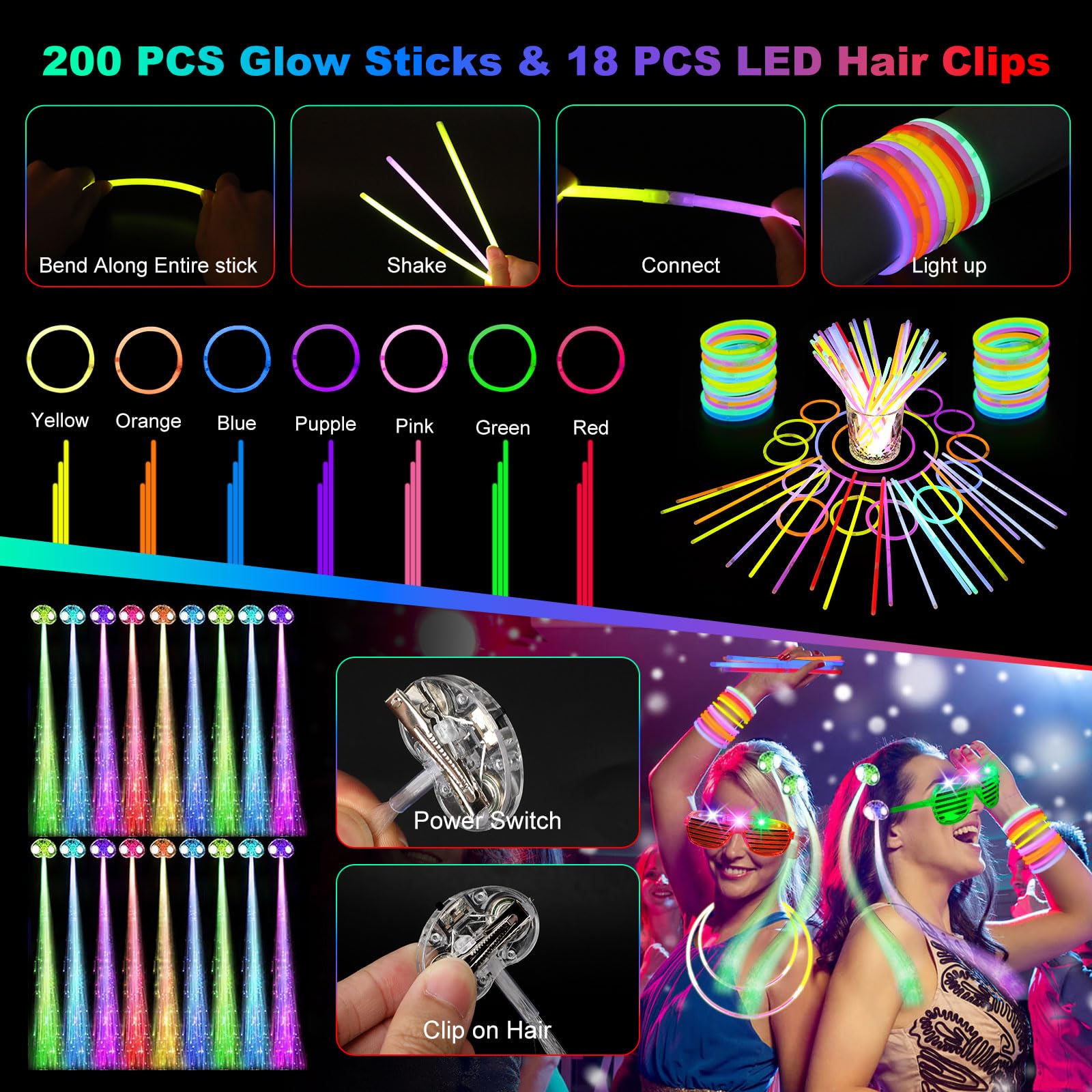 OLUPP LED hair clips adding subtle glow to outfits