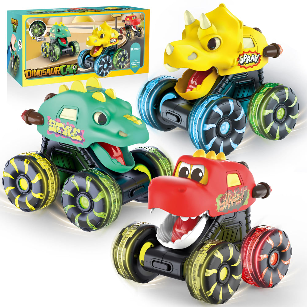OMAKCOO dinosaur monster truck with LED wheels for nighttime play