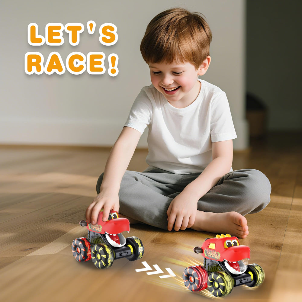 OMAKCOO nighttime play with bright LED illumination on dinosaur trucks