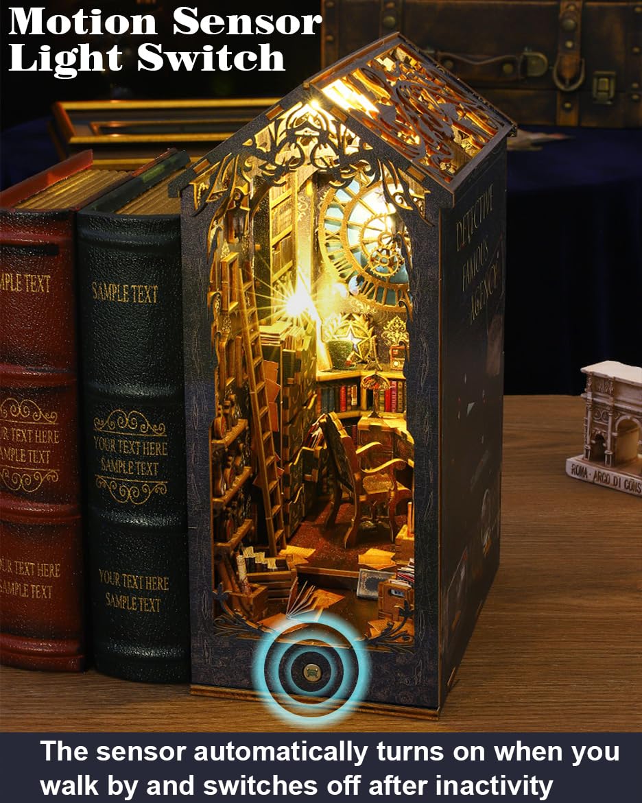 OMEPEA Detective Agency diorama with motion lights.