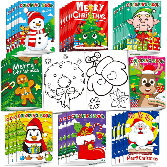 Omgouue 32pc Christmas coloring books front cover with festive designs for kids.