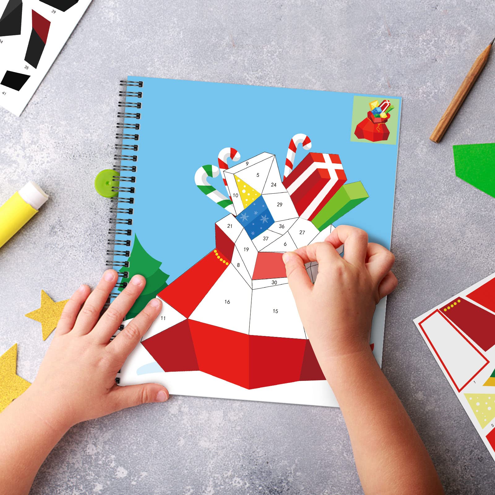 Omgouue Christmas sticker paint book Santa scene encourages creative coloring