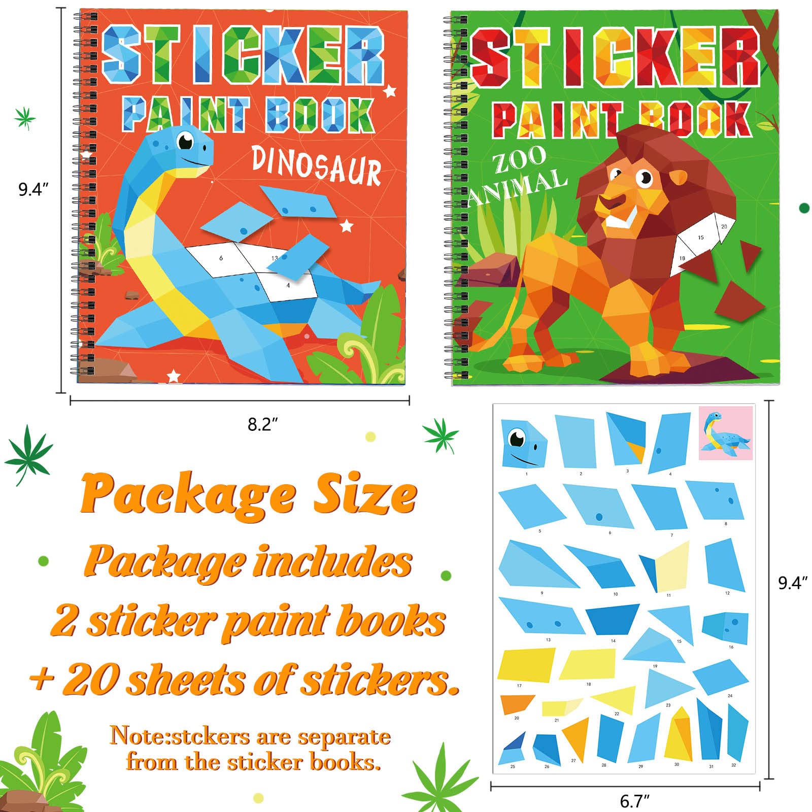 Omgouue spiral-sticker books—vibrant dino designs spur imagination.