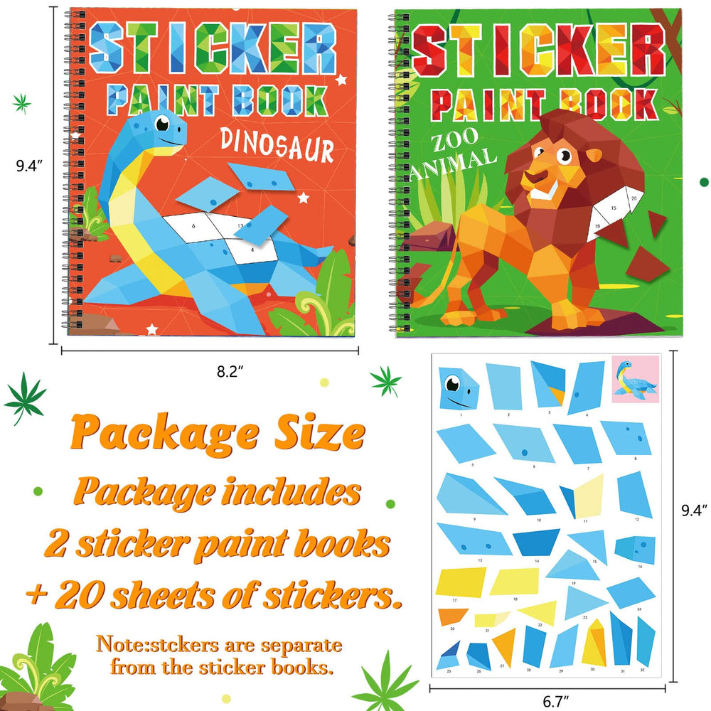 Omgouue spiral-sticker books—vibrant dino designs spur imagination.