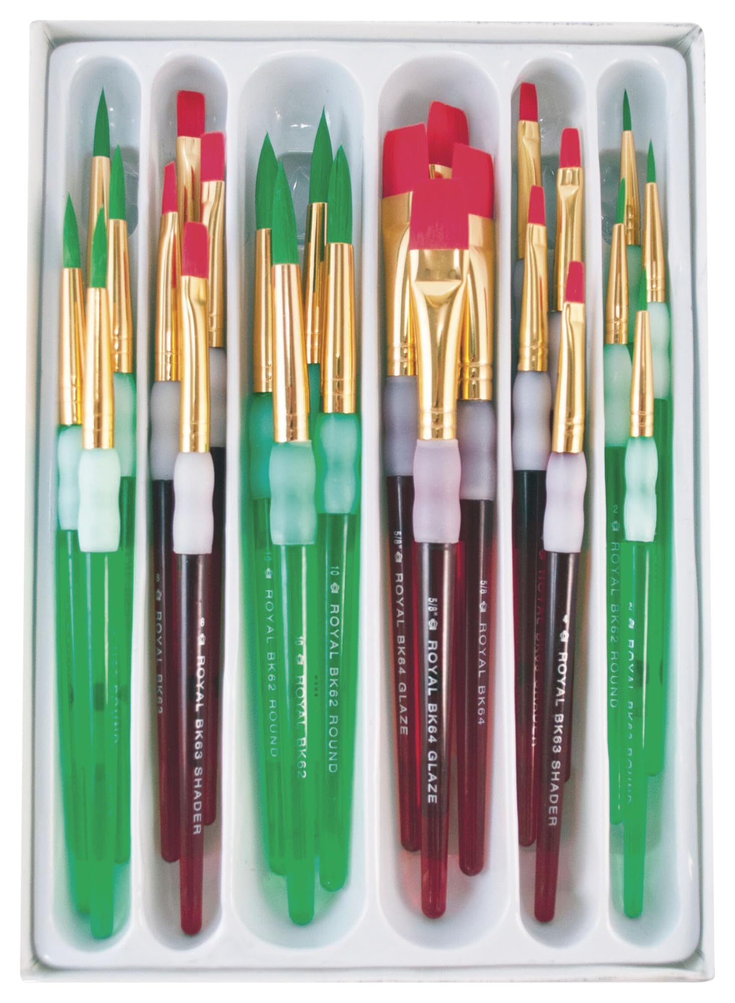 OMNIA Brush Big Kids Choice 24-pack brushes with round and flat tips for versatile water-based painting.