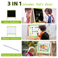 Sturdy wooden frame of OMOTIYA Kids Easel with smooth edges for safe play.