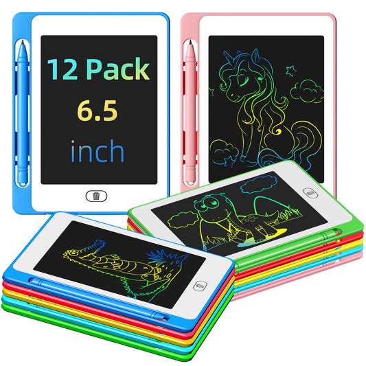 OMXDG party favor 12-pack LCD tablet with bright 6.5-inch display for kids' doodling