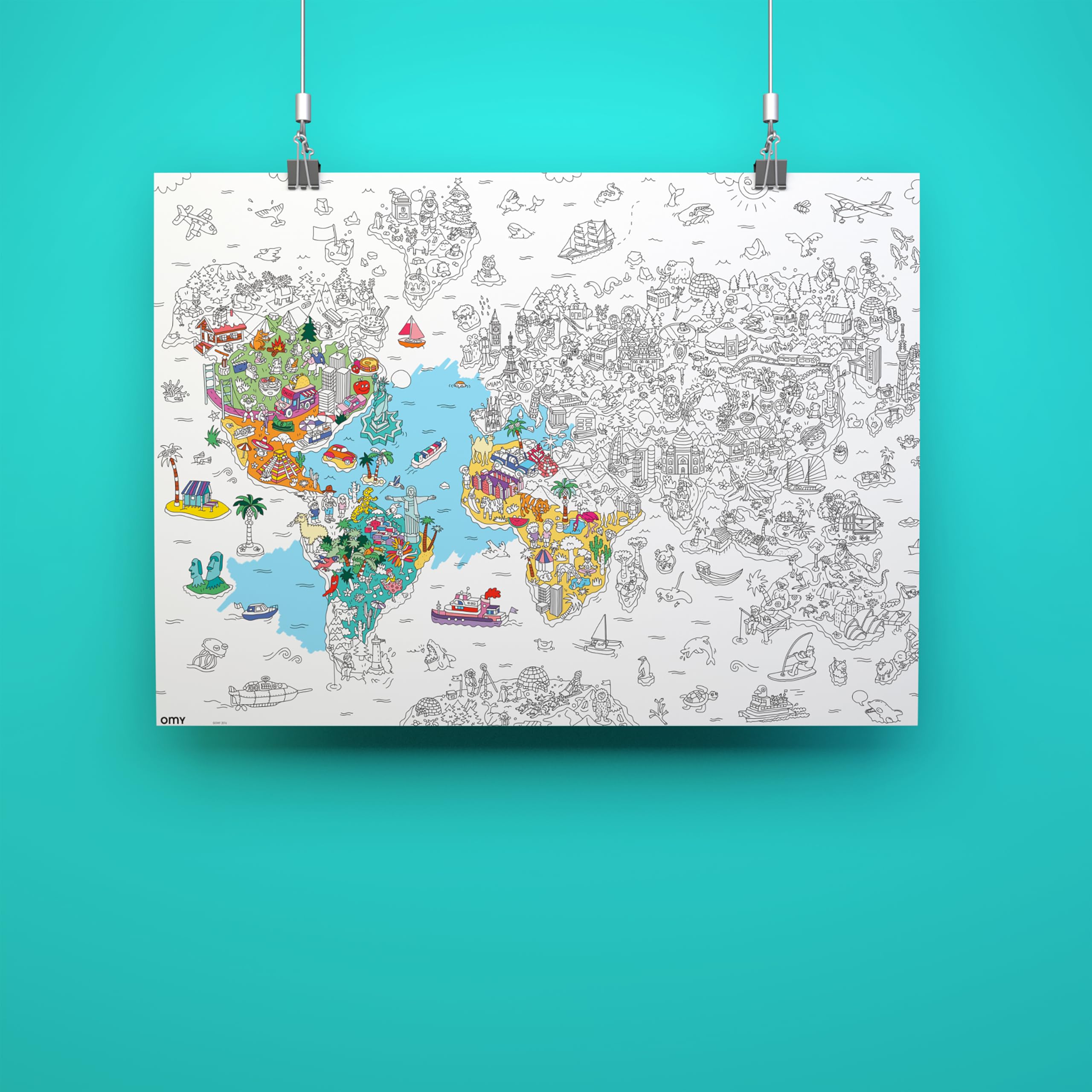 Omy Atlas continents coloring page boosts spatial awareness while exploring world regions