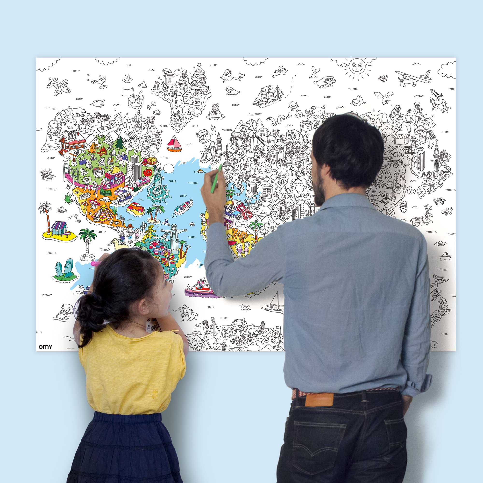 Omy Atlas wall-mount poster easy display for classroom or living space