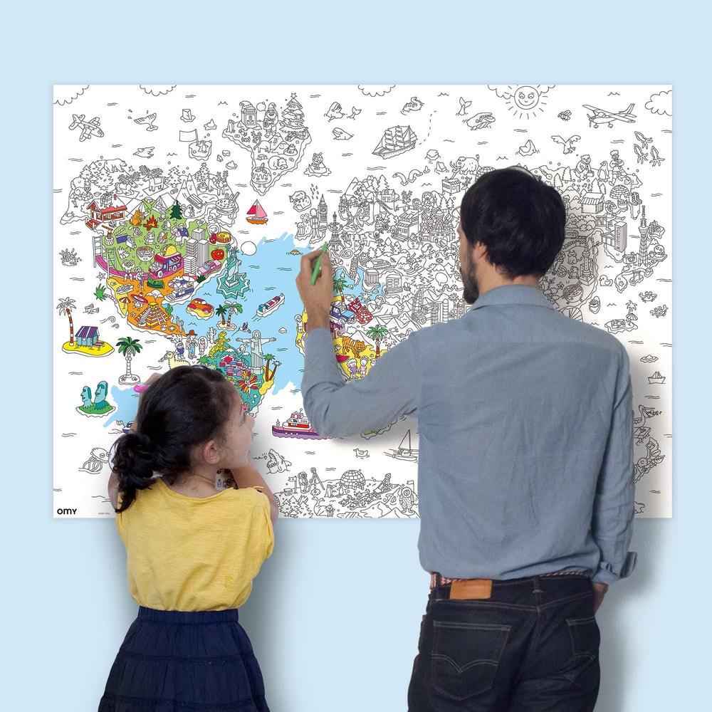 Omy Atlas wall-mount poster easy display for classroom or living space