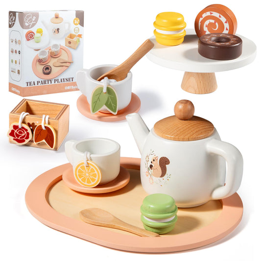 OMYbaby teapot – realistic wooden tea set for imaginative tea time