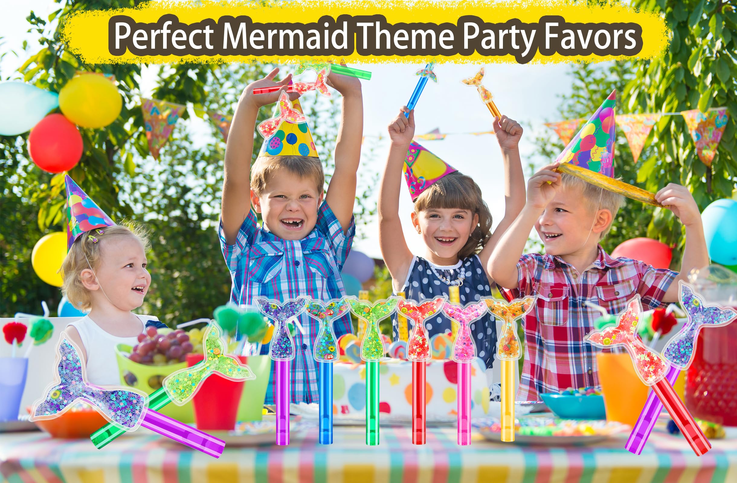 ONBKYGF Mermaid bubble wands provide safe, easy handling for ages 3–10.