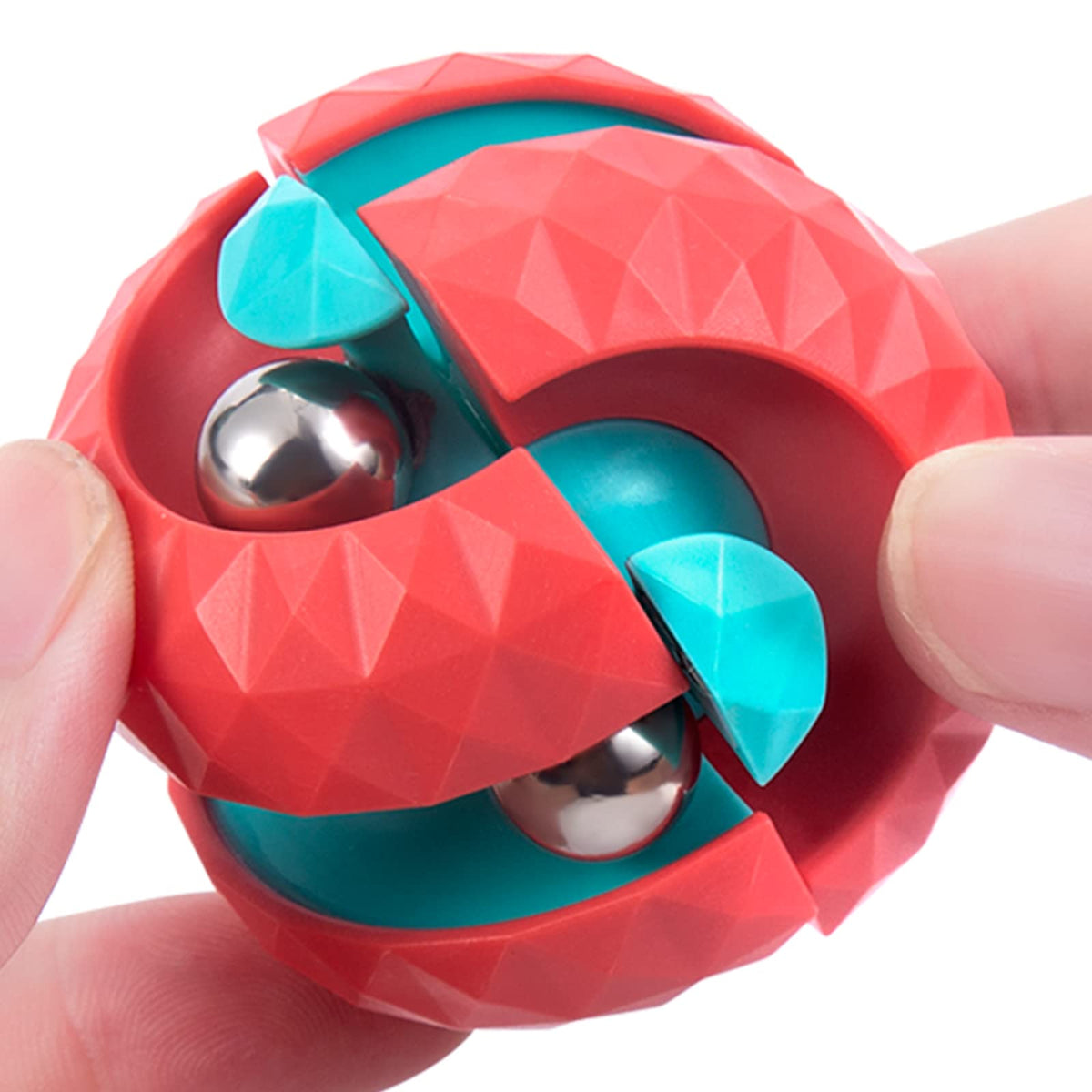 ONCOFAN orbit ball fidget toy close-up with colorful beads for focus and stress relief.
